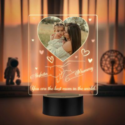 Personalized “You Are the Best Mom in the World” Acrylic LED Lamp with warm white  Light
